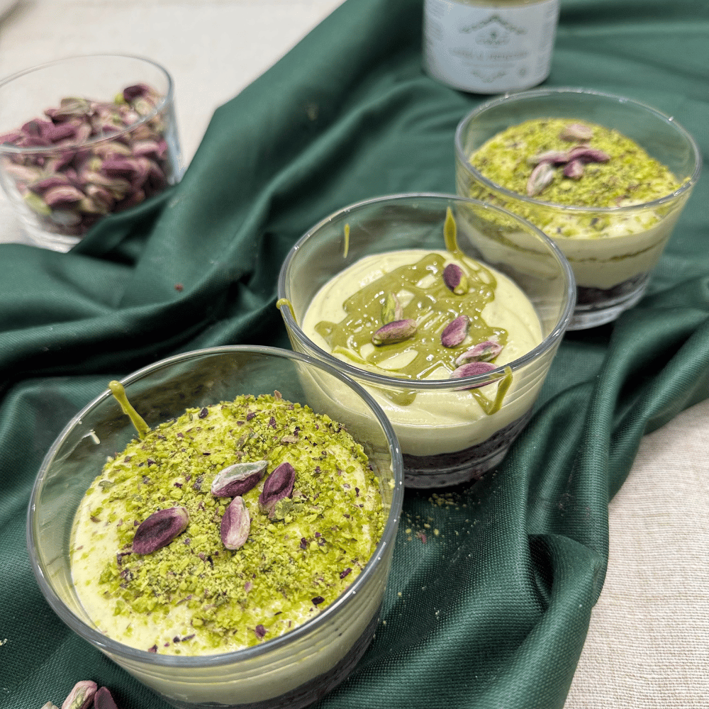 Cheesecake al pistacchio in monoporzioni