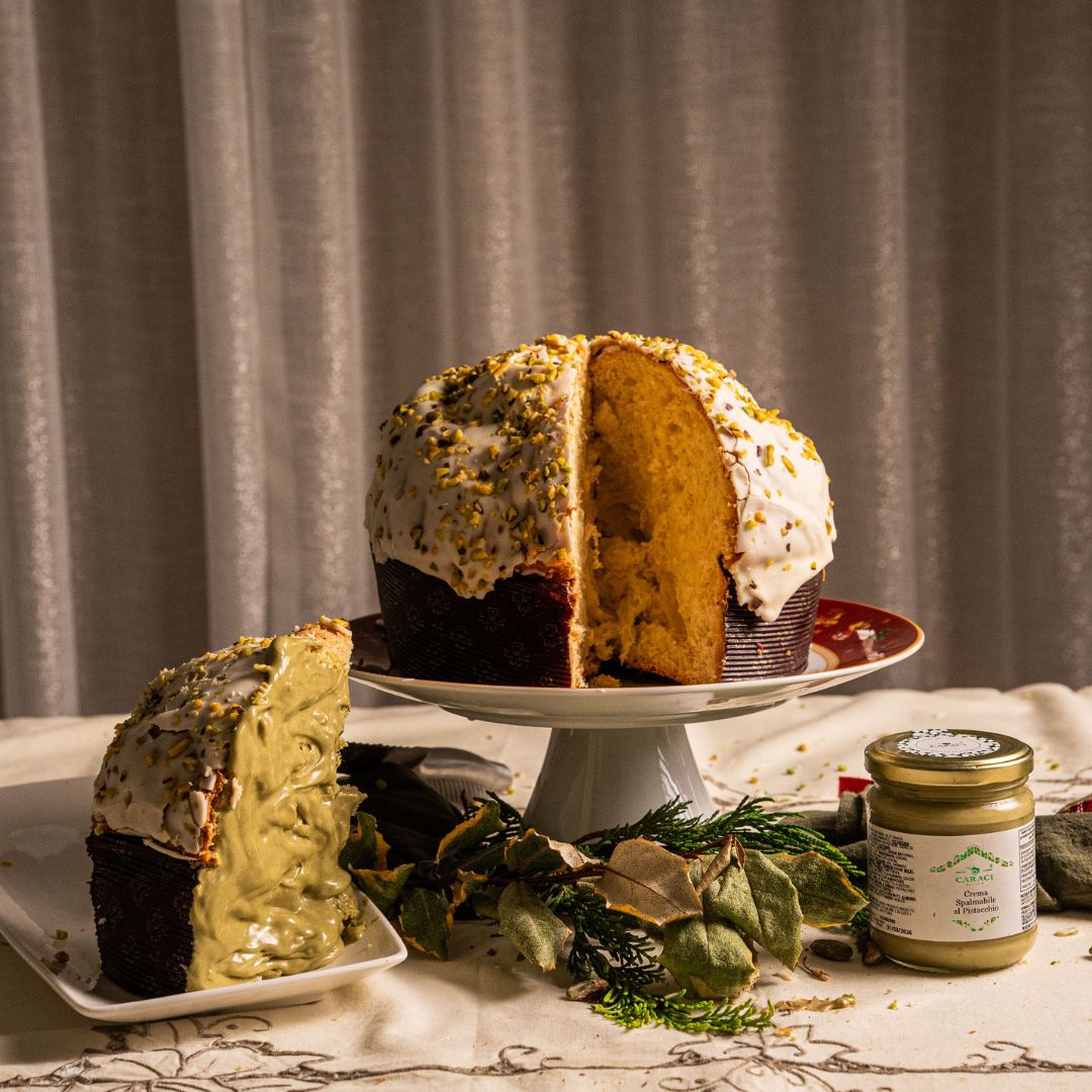 IL TRADIZIONALE - Panettone al pistacchio + vasetto di crema al pistacchio 190gr