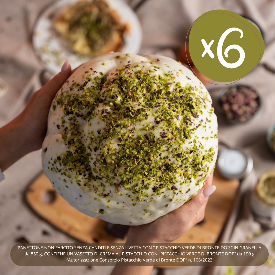 Panettone IL DOP al pistacchio di BRONTE + Crema al Pistacchio e Spalmino in OMAGGIO