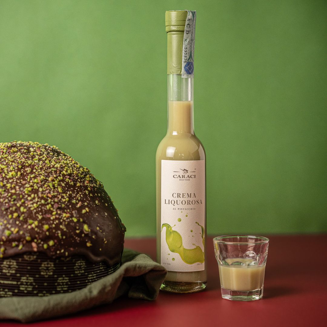 KIT Panettone IL FONDENTE al pistacchio DOP e cioccolato fondente + crema al pistacchio DOP + liquore al pistacchio