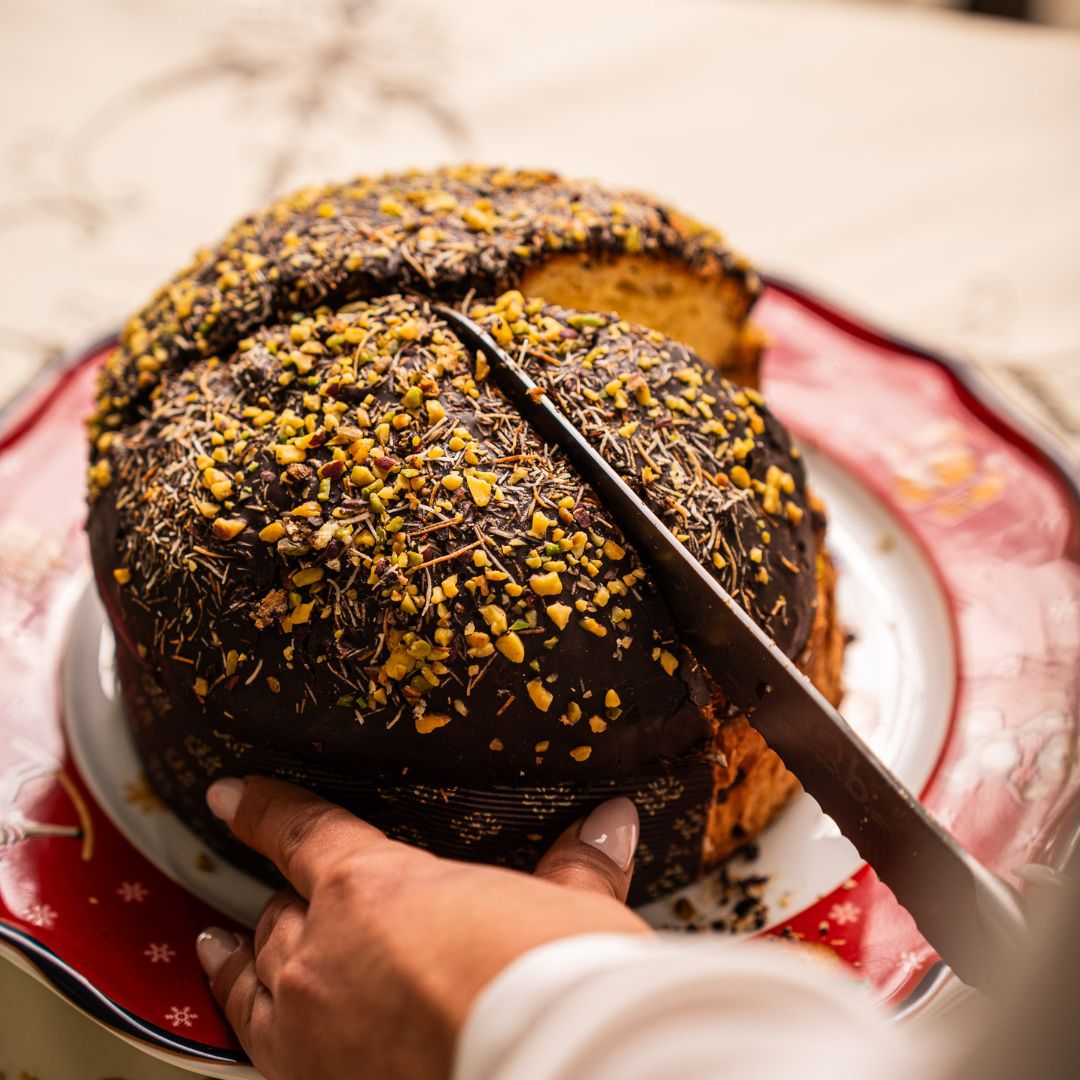 KIT Panettone IL FONDENTE al pistacchio DOP e cioccolato fondente + crema al pistacchio DOP + liquore al pistacchio