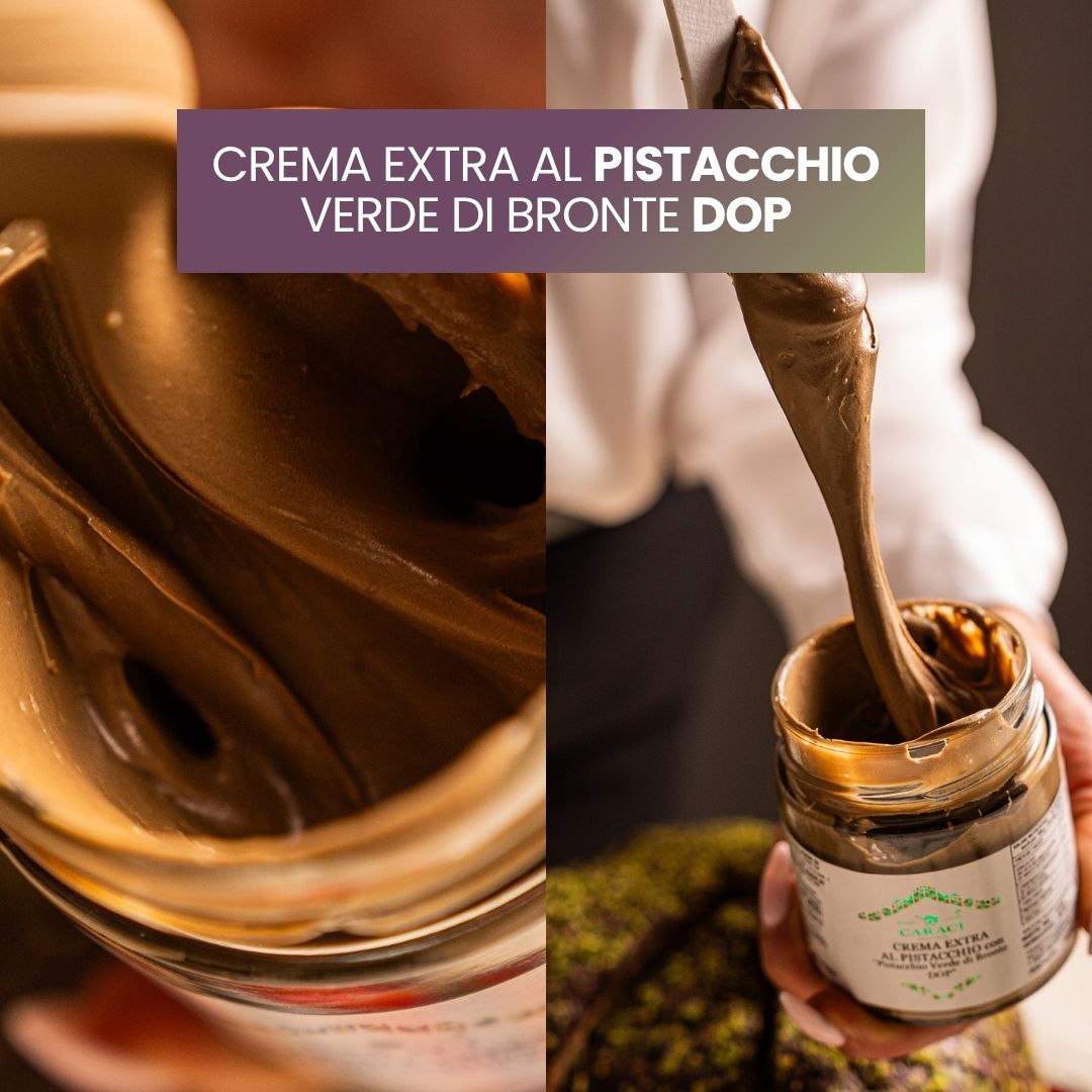 IL FONDENTE - Panettone artigianale al pistacchio di Bronte DOP e Cioccolato fondente + Crema al Pistacchio EXTRA di Bronte DOP
