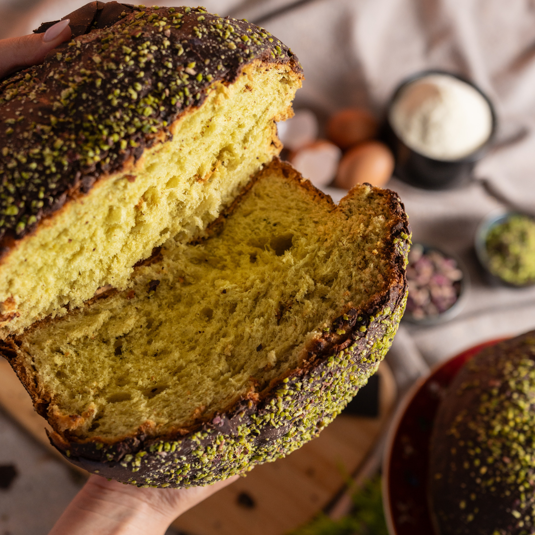 Panettone al pistacchio di BRONTE e Cioccolato FONDENTE