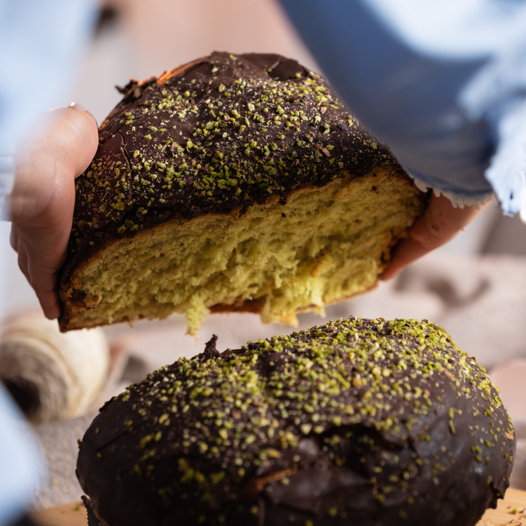 Panettone al pistacchio di BRONTE e Cioccolato FONDENTE